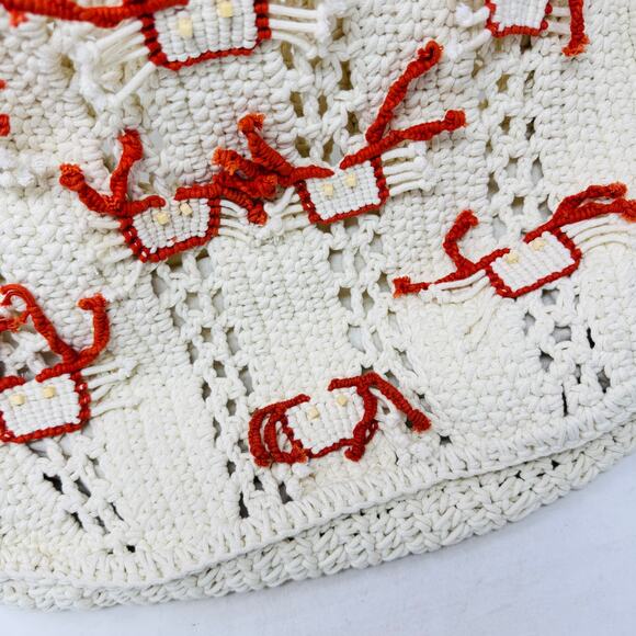 Viral Crochet Crab Bag Cream 100% Cotton Knit Tote Purse Made in India - Picture 2 of 9
